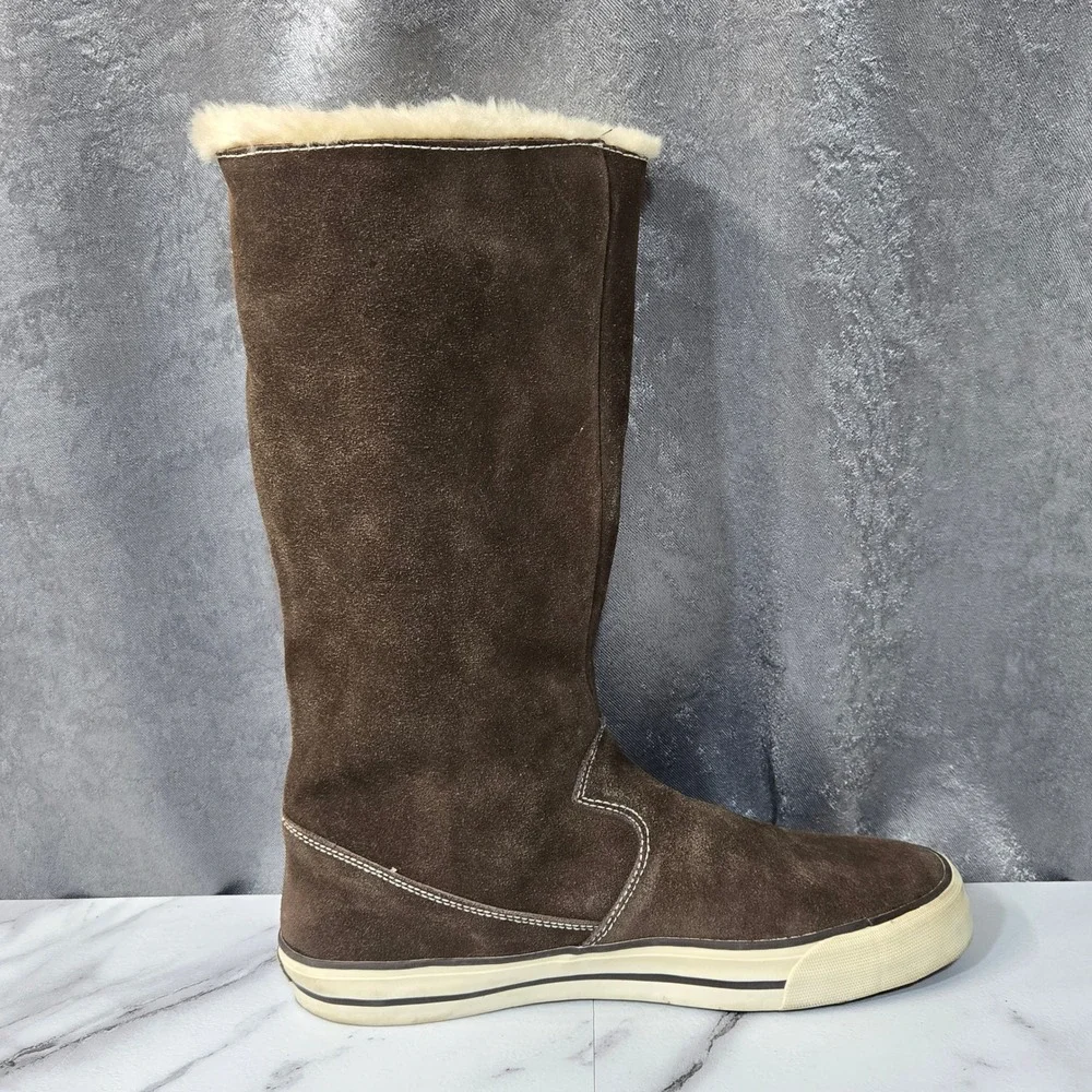 Gola Sidewalk Boots Women 10 Brown Suede Faux Fur Lined Toggle Mid Calf Y2K Snow